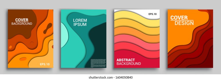 Vertical banners templates with 3D abstract, Modern abstract background and cover with paper cut style. Trendy carving art style. Vector design layout