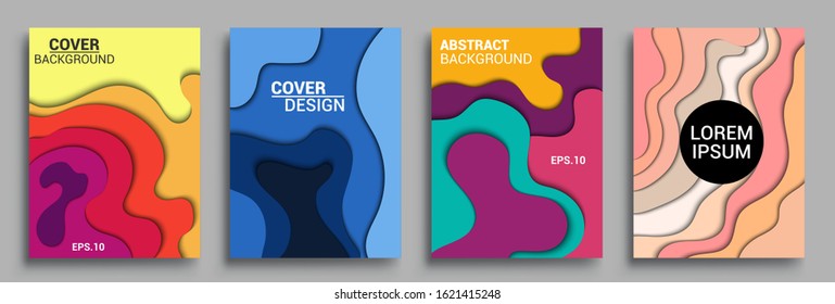 Vertical banners templates with 3D abstract, Modern abstract background and cover with paper cut style. Trendy carving art style. Vector design layout