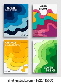 Vertical banners templates with 3D abstract, Modern abstract background and cover with paper cut style. Trendy carving art style. Vector design layout