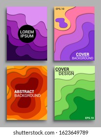 Vertical banners templates with 3D abstract, Modern abstract background and cover with paper cut style. Trendy carving art style. Vector design layout