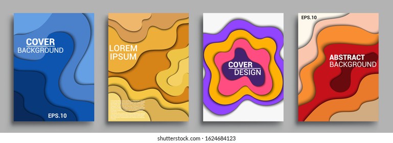 Vertical banners templates with 3D abstract, Modern abstract background and cover with paper cut style. Trendy carving art style. Vector design layout