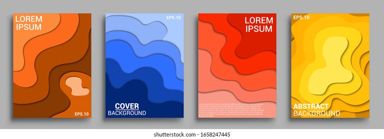 Vertical banners templates with 3D abstract, Modern abstract background and cover with paper cut style. Trendy carving art style. Vector design layout