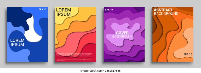 Vertical banners templates with 3D abstract, Modern abstract background and cover with paper cut style. Trendy carving art style. Vector design layout