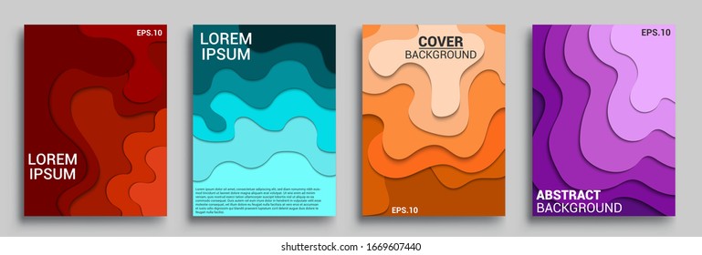 Vertical banners templates with 3D abstract, Modern abstract background and cover with paper cut style. Trendy carving art style. Vector design layout