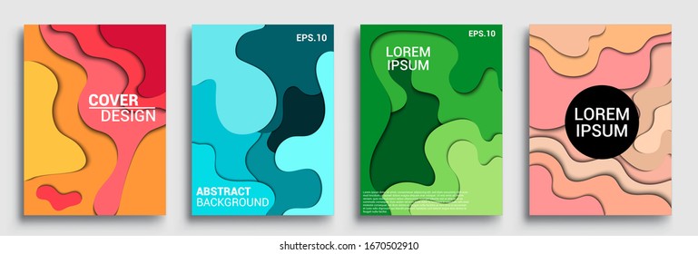 Vertical banners templates with 3D abstract, Modern abstract background and cover with paper cut style. Trendy carving art style. Vector design layout