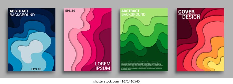 Vertical banners templates with 3D abstract, Modern abstract background and cover with paper cut style. Trendy carving art style. Vector design layout