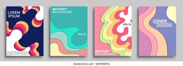 Vertical banners templates with 3D abstract, Modern abstract background and cover with paper cut style. Trendy carving art style. Vector design layout
