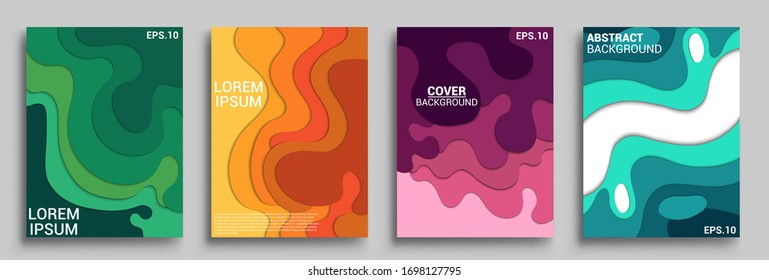 Banners verticales plantillas con fondo abstracto 3D, fondo abstracto moderno y cubierta con estilo de corte de papel. Estilo de arte de tallado a la moda. Diseño de vectores