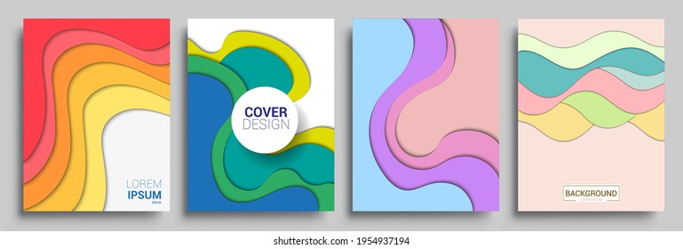 Vertical banners templates with 3D abstract, Modern abstract background and cover with paper cut style. Trendy carving art style. Vector design layout