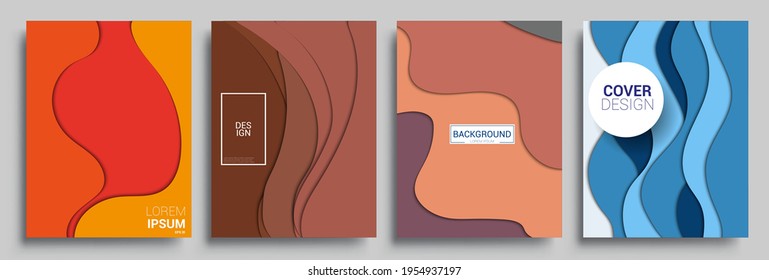 Vertical banners templates with 3D abstract, Modern abstract background and cover with paper cut style. Trendy carving art style. Vector design layout