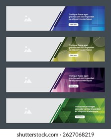 Modelos de banners verticais com cores de gradiente, plano de fundo abstrato com padrões de forma geométrica. 