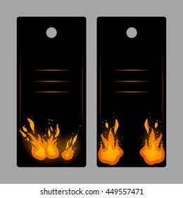 Vertical banners-tags with fire flame vector illustration