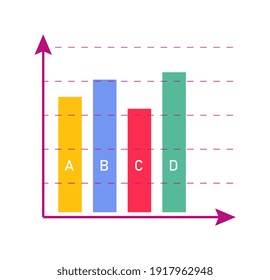 Vertical bar chart diagram for statistic report isolated