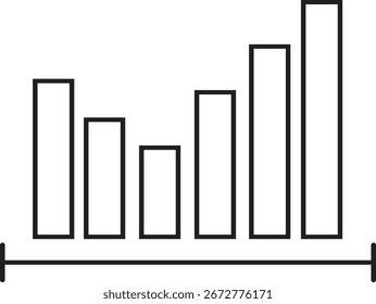 Ícone de gráfico de barras vertical com barras destacadas mostrando dados financeiros, análise de mercado, crescimento da empresa e desempenho fundo transparente.