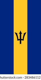 Vertical Barbados Flag Banner Vector Design Barbadian Hanging Flag Clip