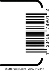 Vertical barcode with numbers 123456 789012, black product scan code vector, retail identification symbol for logistics and inventory tracking