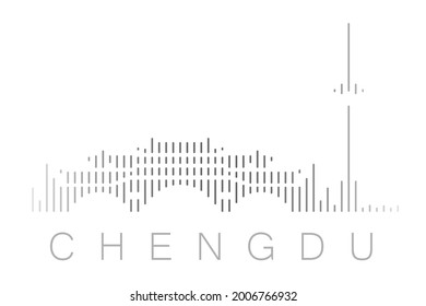 Vertical Bars Chengdu Landmark Skyline