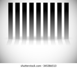Vertical bars, rectangles with reflection. Abstract vector graphics.
