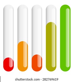 Vertical bars set at different levels. Level indicators.