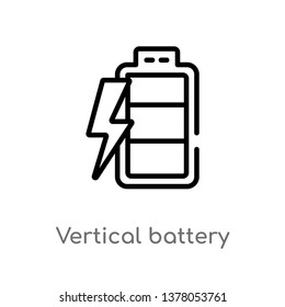 vertical battery with three bars vector line icon. Simple element illustration. vertical battery with three bars outline icon from technology concept. Can be used for web and mobile