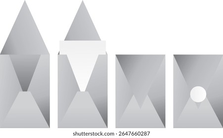 Montagem de envelope de convite de dobra de bico vertical em cinza. Conjunto de design de papel de carta elegante