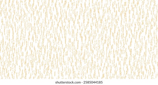 Vertical beige texture of worn wool slub fabric as a seamless pattern. Abstract bg with texture of flax textile. Rough melange rug with uneven dots and specks. Vector illustration