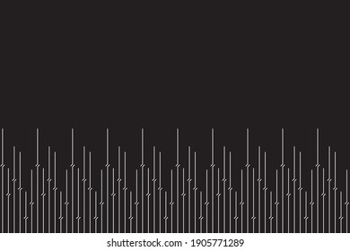 Vertical bend stripe of pattern vector. Design line art white on black background. Design print for illustration, texture, textile, wallpaper. Set 19