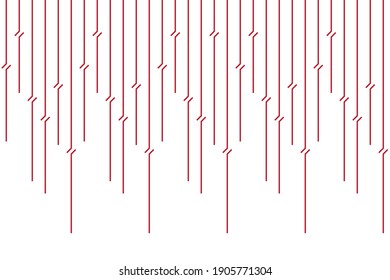 Vertical bend stripe of pattern vector. Design line art red on white background. Design print for illustration, texture, textile, wallpaper. Set 14