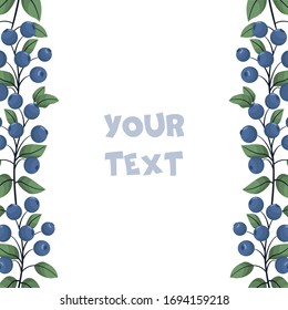 Vertical berry borders; blueberry frame for greeting cards, invitations, wedding cards, posters, banners, web design.