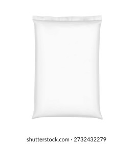 Vertical big heavy pillow bag mockup for potting soil for agriculture, gardening. Hight realistic vector illustration isolated on white background. Can be use for template your design, promo, adv. EPS10.