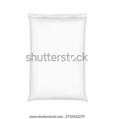 Vertical big heavy pillow bag mockup for potting soil for agriculture, gardening. Hight realistic vector illustration isolated on white background. Can be use for template your design, promo, adv. EPS10.
