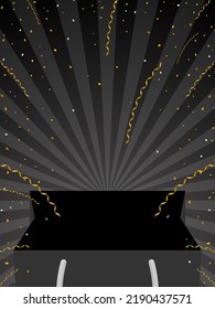 vertical black background with shopping bag and confetti