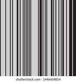 Vertical black bands. Vector seamless texture. Modern stylish texture. Repeated geometric pattern with parallel bands.