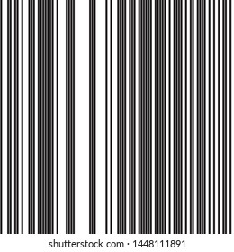 Vertical black bands. Vector seamless texture. Modern stylish texture. Repeated geometric pattern with parallel bands.