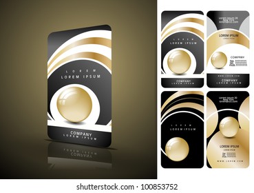 Vertical black and golden business cards