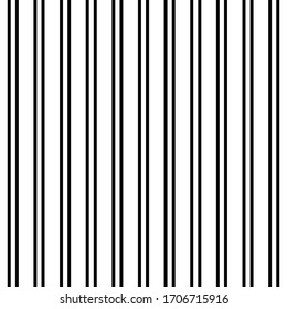 Líneas Verticales De Color Negro Sobre Un Sencillo Patrón Sin Precedentes En El Vector. Fondo minimalista en blanco y negro. Diseño gráfico de línea. Textura Para Papel De Tela, Textil, Scrapbooking, Interior, Tela, Web.