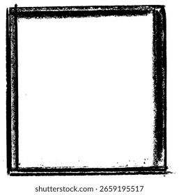 Vertical black rectangular frame with rough brushstroke texture and grunge effect. Vector illustration for creative designs.