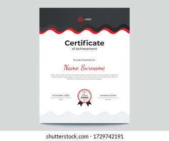Vertical Black and Red Waves Certificate Design