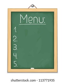Vertical blackboard with menu, vector eps10 illustration