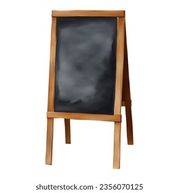 Vertikale schwarze Sidewalk-Street-Chalkboard mit handgezeichneter Aquarell-Malerei-Illustration