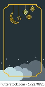 Ilustración de fondo de tarjetas verticales en blanco para el contenido del tema nocturno islámico. 