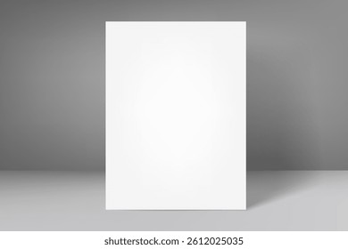 Vertical blank frame with shaow. 3d vector mockup