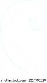 Vertical blank golden ratio template with guides. Vector background.