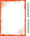 The vertical blank Halloween banner  background with grunge border and spider net