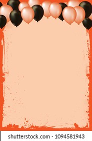 The vertical blank Halloween banner  background with air balloons