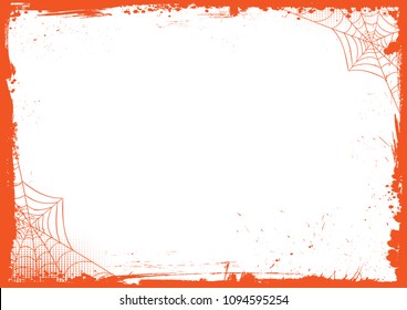 The vertical blank Halloween banner  background with grunge border and spider net