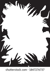 El fondo vertical en blanco de la pancarta de Halloween con las manos levantándose.