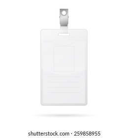 Vertical Blank Id Card Isolated On White. Vector EPS10 Illustration. 