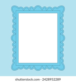 Vertical blank white canvas board with a blue frame template