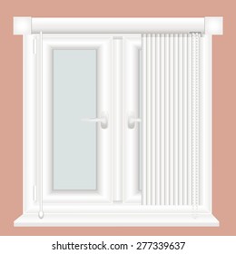 vertical blinds and window